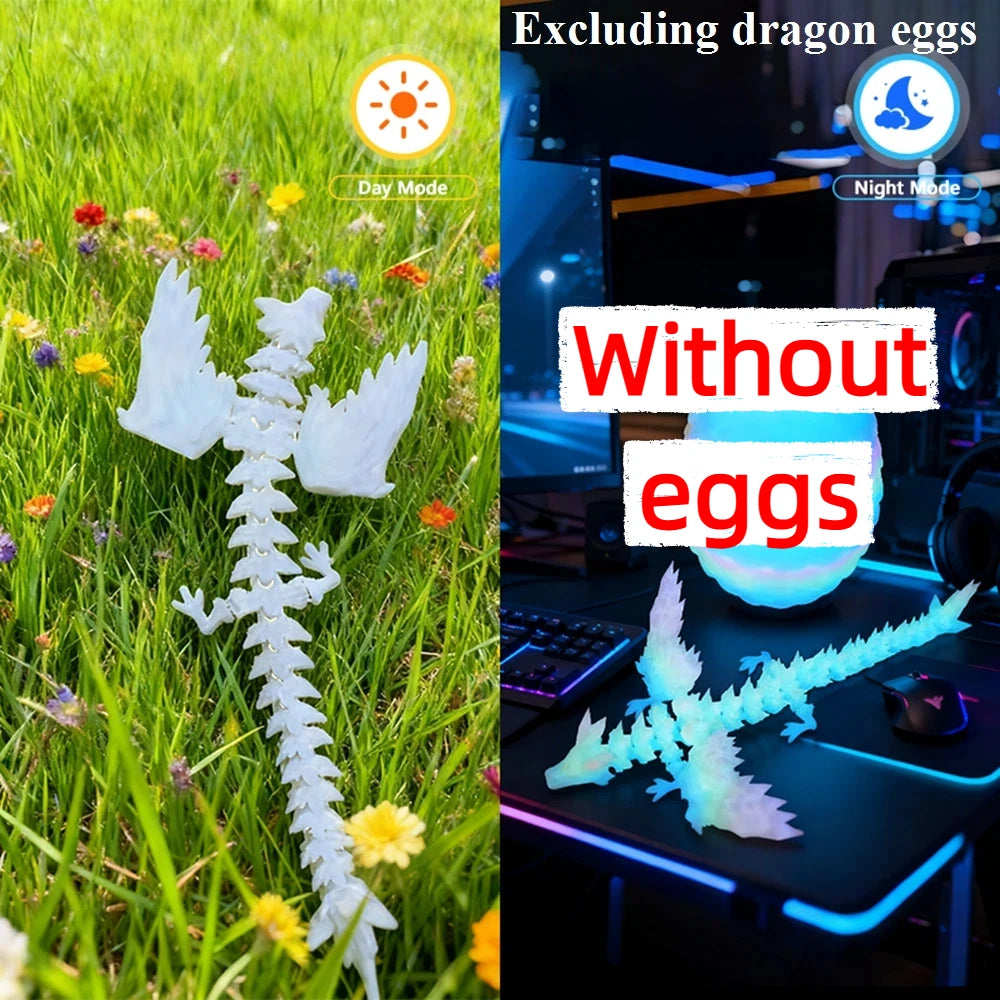 3D Printed Dragon Colorful Gem Dragon Figurines Movable Joint Rotatable Articulated Dragon Crafts Desktop Western Action Figu