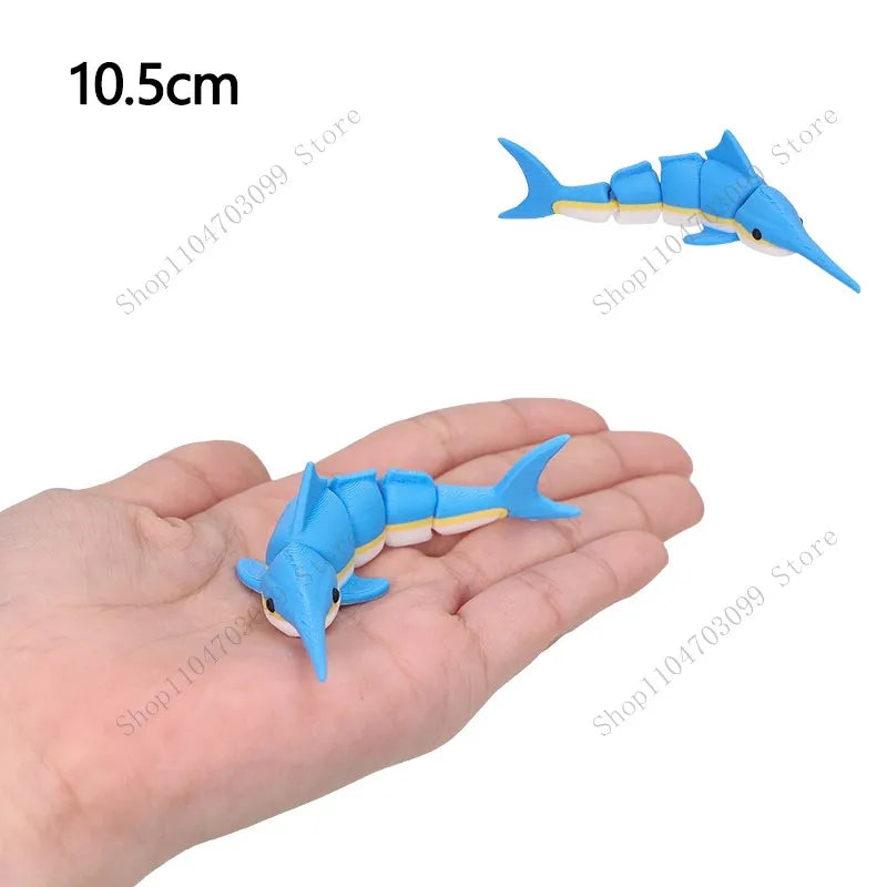3D Printed Animal Figure Movable Joint Model Shark Bearded Dragon Dolphin Hermit Crab Ferret Raccoon Angler Fish Home Decor G