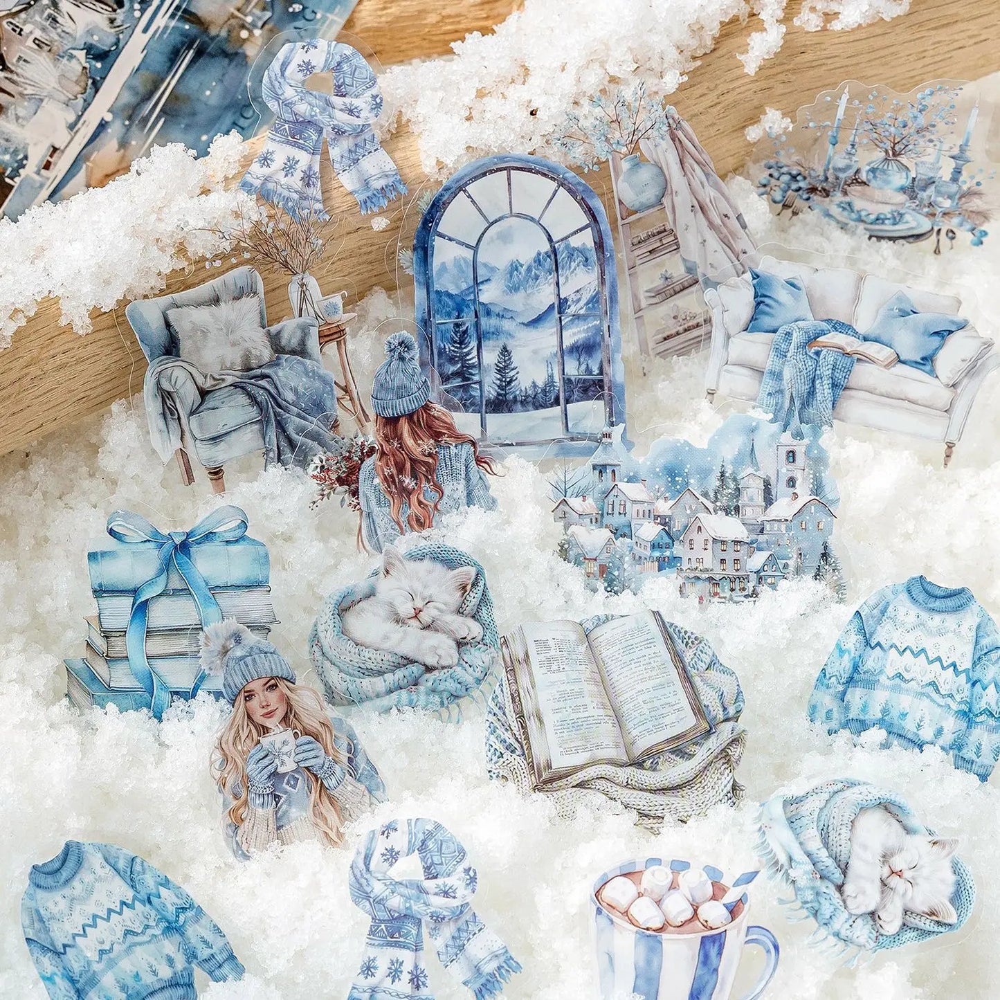 30sheets/lot Kawaii Stationery Stickers Winter Life Junk Journaling Decorative Mobile Scrapbooking for stickers