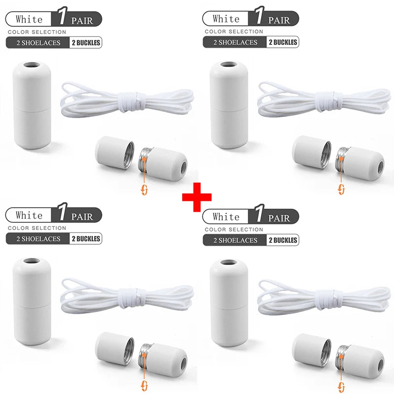 Elastic No Tie Shoelaces Semicircle Shoe Laces For Kids and Adult Sneakers Shoelace Quick Lazy Metal Lock Laces Shoe Strings 