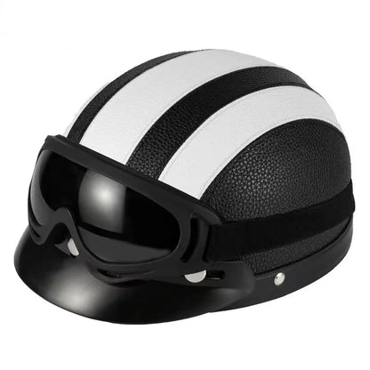 Vintage for Harley Leather Helmet for Men Women Winter Warm Universal Lightweight Half Helmet Electric Bicycles Great Gift Se