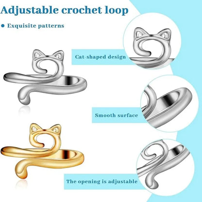 MIUSIE 2pcs Adjustable Knitting Crochet Loop Ring Knittied Yarn Guide Finger Faster Holder Thimble Thread Ring Sewing Tools