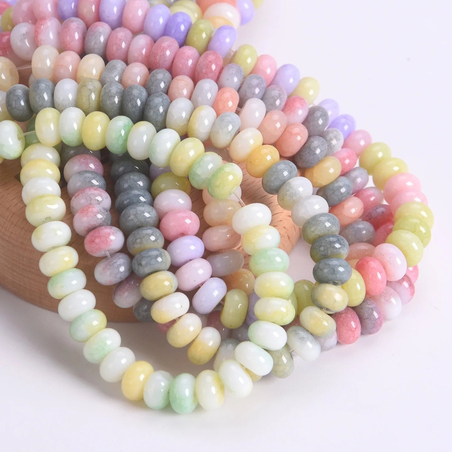 50pcs Mixed Colors Rondelle Shape 8x5mm Opaque Glass Loose Spacer Beads Lot For Jewelry Making DIY Bracelet Findings