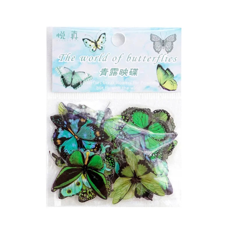 Journamm 40pcs/pack Butterfly Series Stickers Art Collage Junk Journal DIY Scrapbooking PET Waterproof Craft Aesthetics Stick