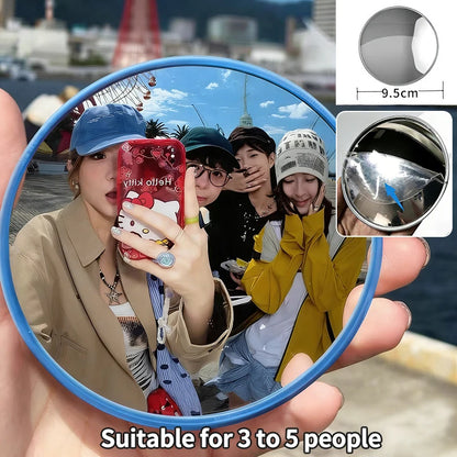Round Convex Mirror Travel Selfie Photo Props High-definition Mirror Portable Makeup Mirror Handheld Photography Mirrors - Bl