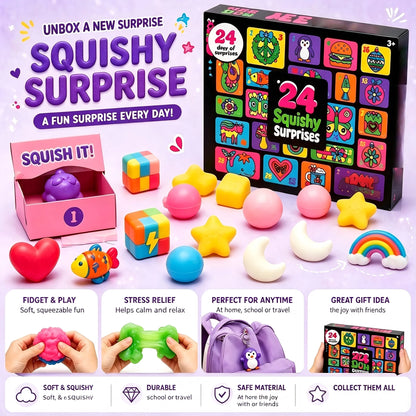 Christmas Easter Advent Calendar 24 Pcs Unique Cute Squishy Fidget Toy Slow Rebound Anxiety Relief Mystery Surprise Gift Box