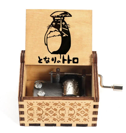 2025 HOT NEW GOOD toy Wooden painted music box, Totoro music gift, ornament, light luxury wooden hand cranked music box - W