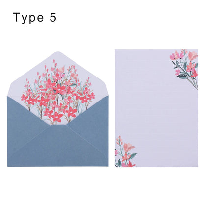 6Pcs Differrent Design Writing Paper With 3Pcs Envelopes Cartoon Pattern Vintage Floral Letter Stationery School Office Suppl