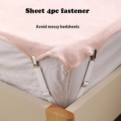 Bed Sheet Clips Adjustable Bed Sheet Holder Straps Set of 4 Elastic Fitted Bedding Clips Fasteners for Home Hotel