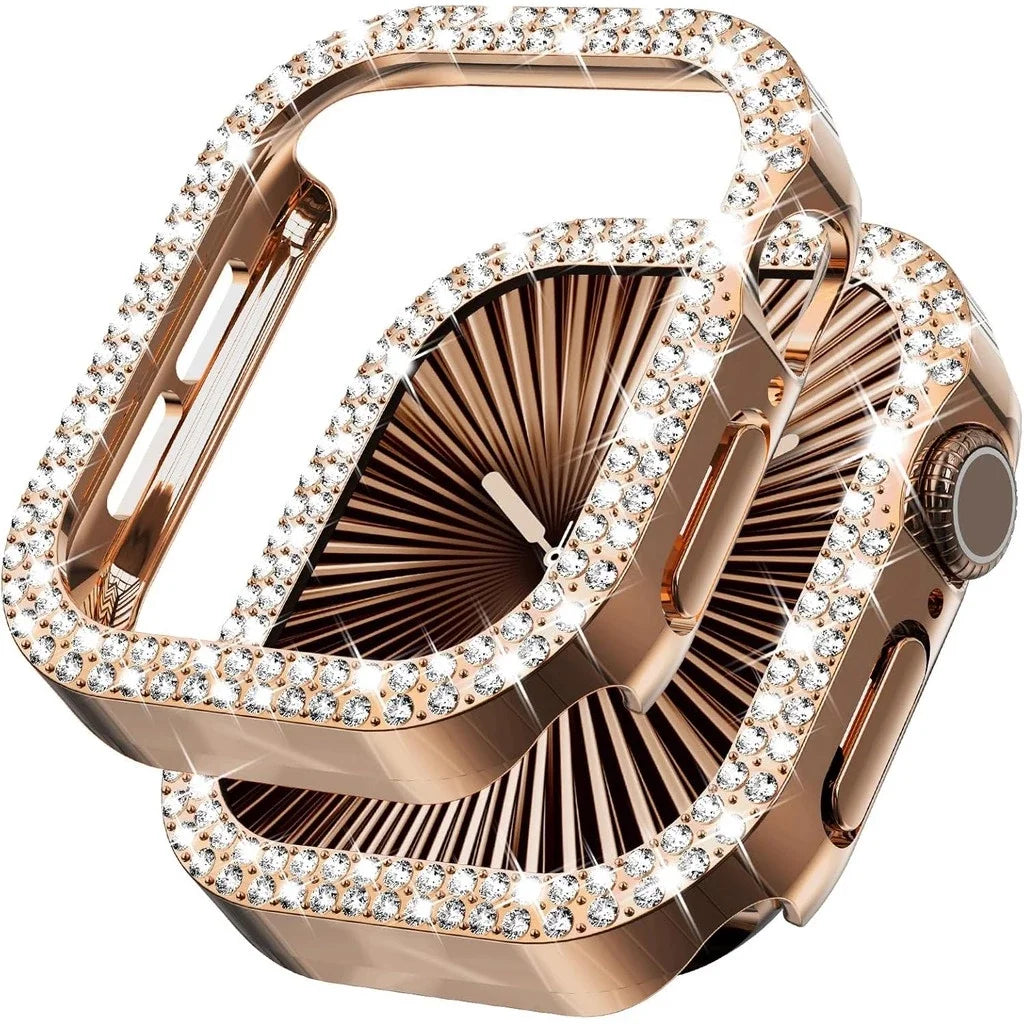 Bling Diamond Hollow Case for Apple Watch 46mm 42mm 40mm 41/44/45/49/41mm for iWatch Series 11 10 9 8 7 6 5 4 3 Protector Cov