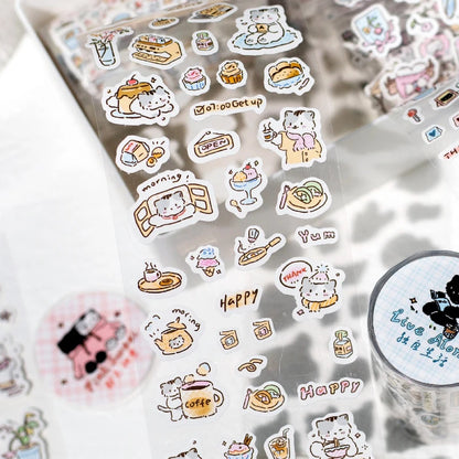 Journal GO 6.5x200cm Kitten Life Diary Tape Sticker Decorative Collage Adhesive DIY Scrapbooking Masking Tape Lovely Cat Stic