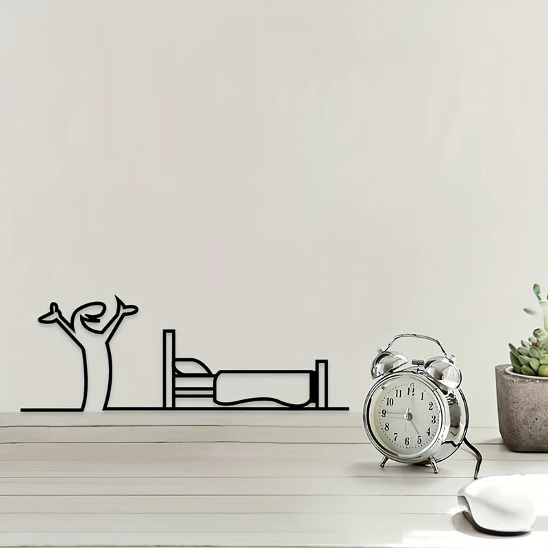 Bathroom Sign Black Shower Figure Wall Decoration Minimalist Line Rustic Door Sign Funny Shower Man Wall Art Home Decor