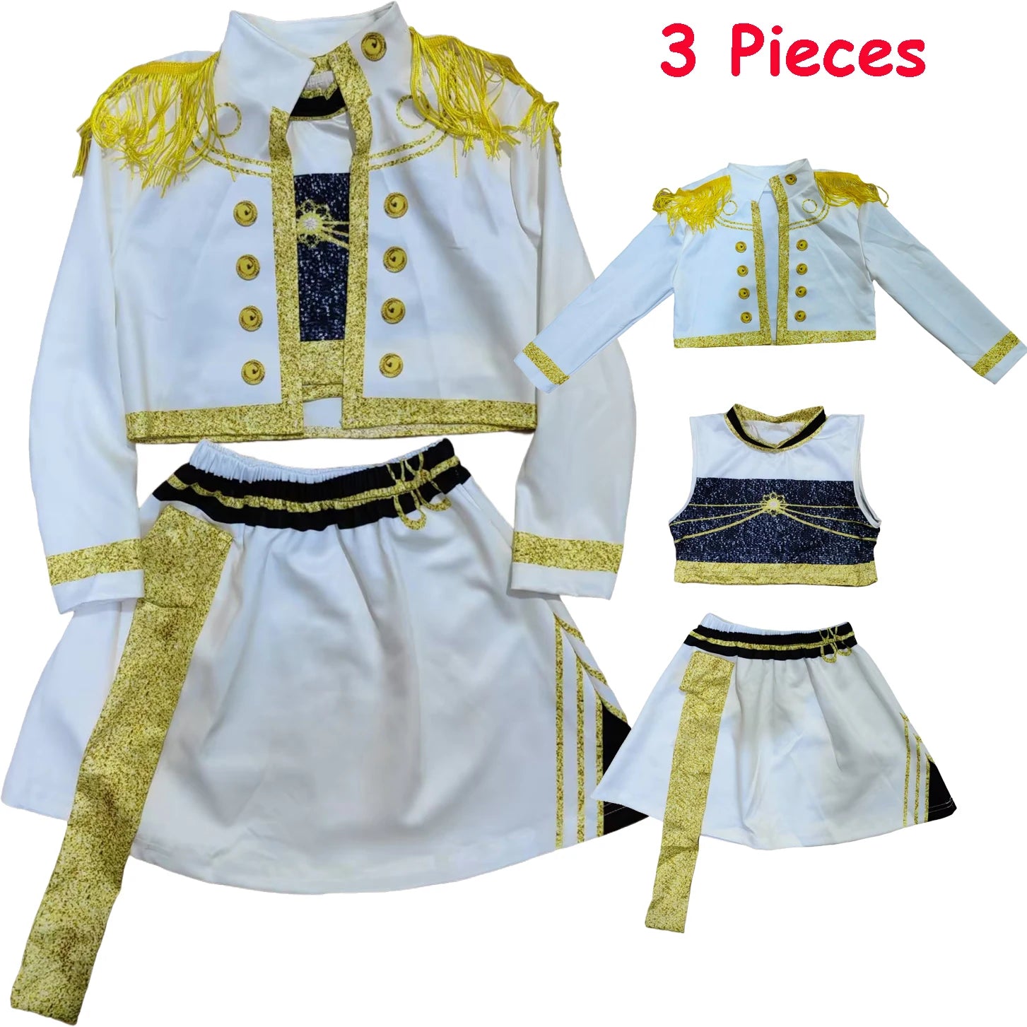 Kids Anime Cosplay Girl Costume Group Idol Singer Performance Show Black Golden Costume Child Halloween Party Clolthes Outfit
