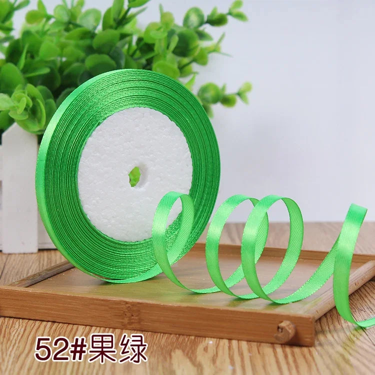 New (25 Yards/lot) 1/4''6mm Single Face Silk Satin Ribbon Wedding Decorative Ribbons Christmas Gift Wrap DIY Handmade Materia