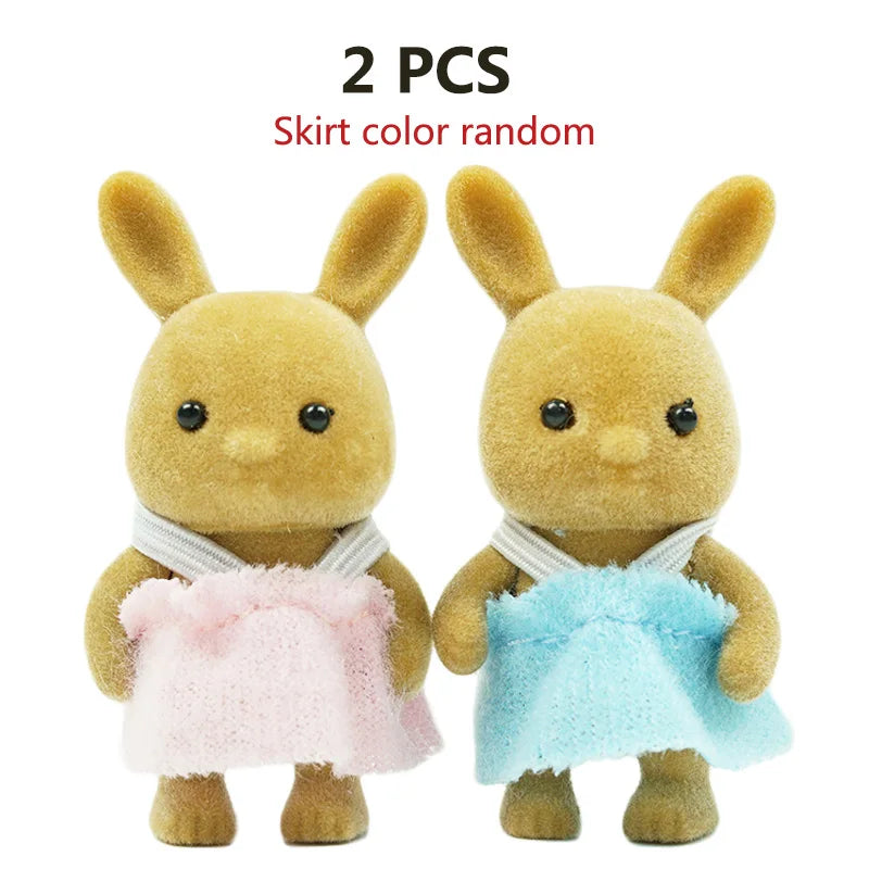 Rabbit Doll 1/12 Micro Dollhouse Reindeer Sheep Elephant Squirrel Family Kitchen Toy Miniature Furniture Set Girl Toy Gift - 