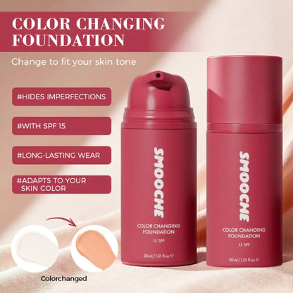 SMOOCHE Color Changing Foundation SPF15 Long-lasting Makeup Base Hydrating Lightweight Magic Waterproof Coverage Face Skin To