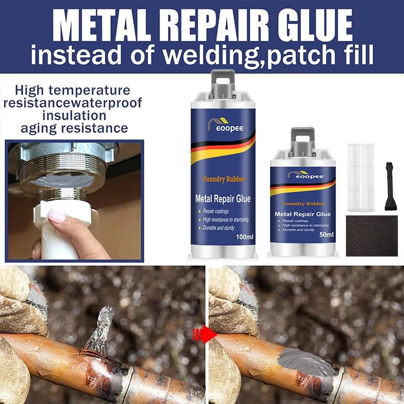 Upgraded High Strength Metal Repair Glue Heat Resistance Cold Weld Plastic Repair Casting Adhesive AB Glue Sealant