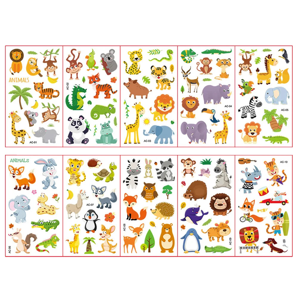 10 Sheets/Pack Kids Cartoon Unicorn Tattoo Sticker for Children's Arm Hands Body Cute Temporary Fake Tatoo - style 6