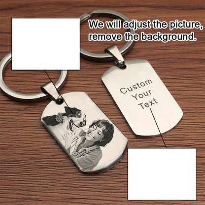 Custom Photo Keychains Couple Souvenir Gifts for Men Unisex Pet Keychains Personalized Keepsakes - Silver keychain