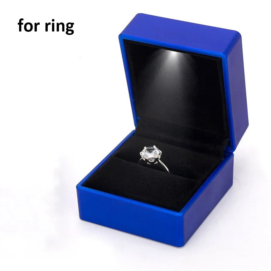 Jewelry Box with Light for Display Gift Earring Necklace Engagement Rings Case Packaging Showcase LED Boxes Cases Packaging B