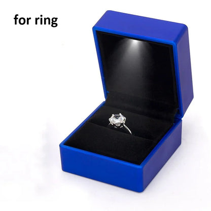Jewelry Box with Light for Display Gift Earring Necklace Engagement Rings Case Packaging Showcase LED Boxes Cases Packaging B