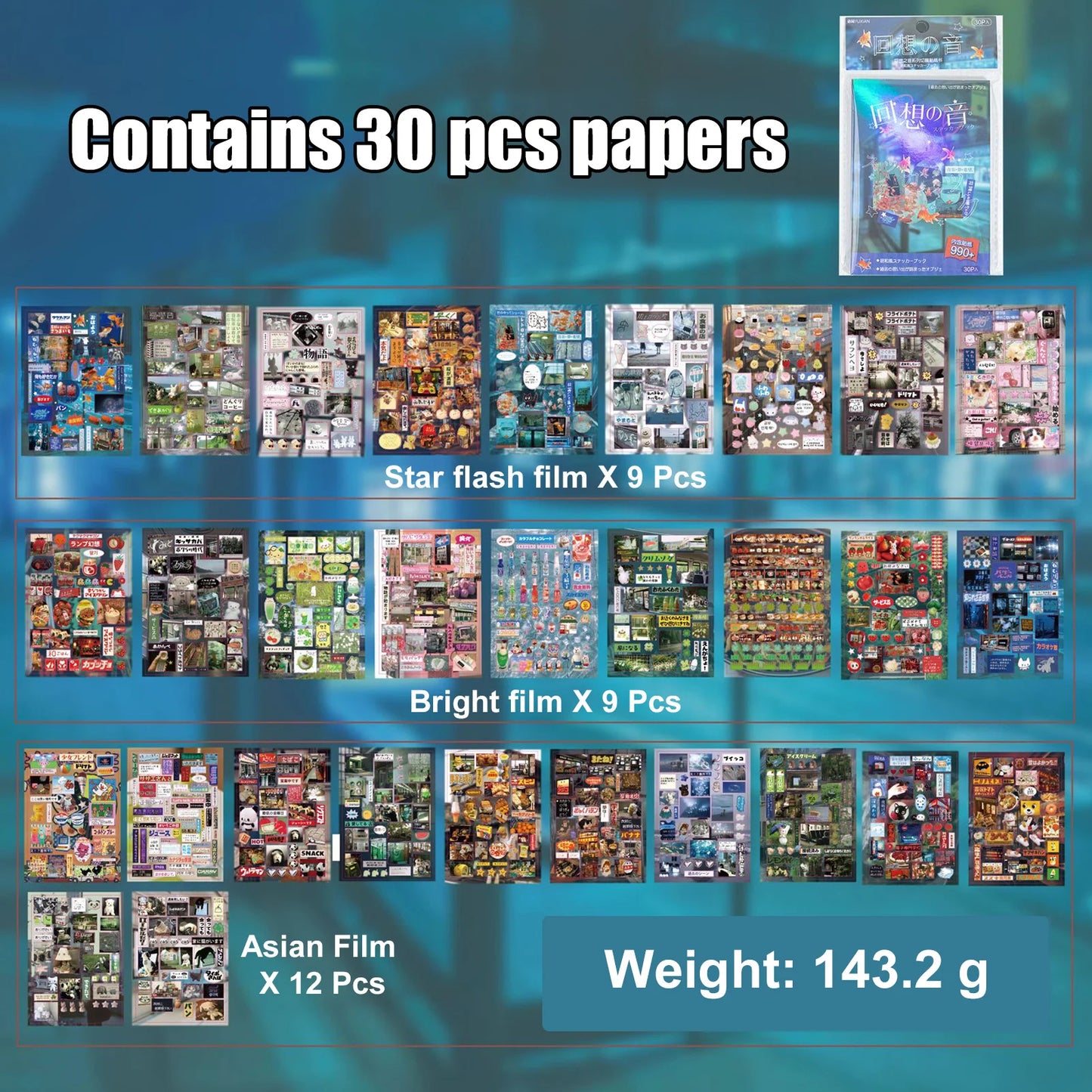 30 Sheets Millennium Memories Sticker Books Japenese Style Cute Cartoon DIY Material Decorative Stickers Die-cut Scrapbooking