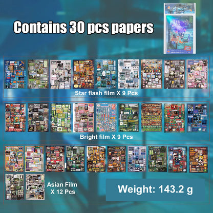 30 Sheets Millennium Memories Sticker Books Japenese Style Cute Cartoon DIY Material Decorative Stickers Die-cut Scrapbooking
