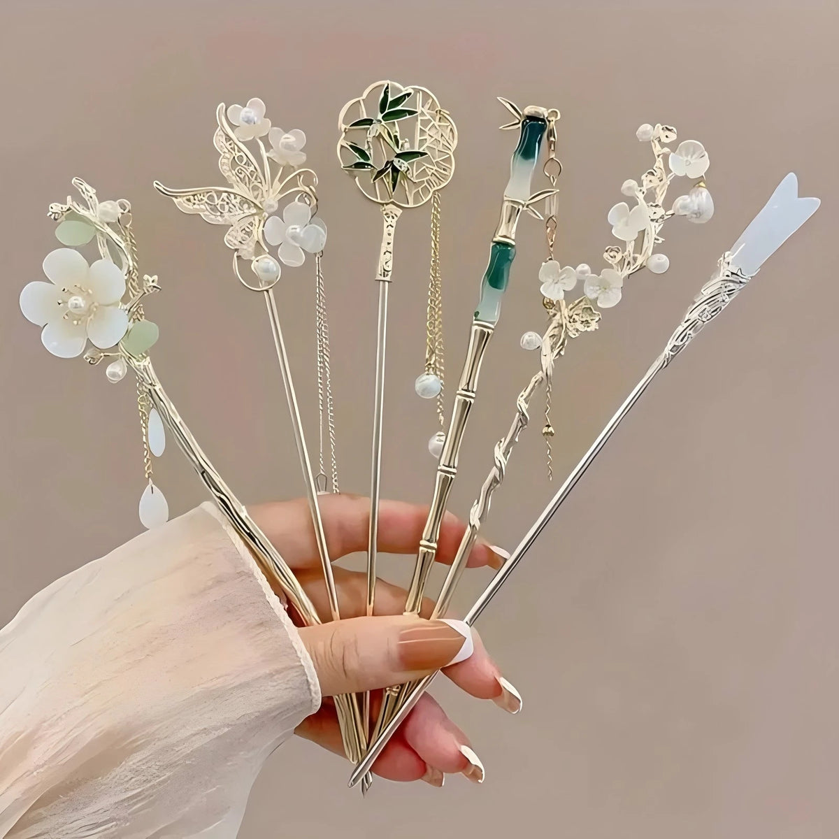 Elegant Chinese Style Hair Clip Tassel Hair Stick Traditional Floral Design Hairstyle Accessory Women Jewelry Hairpin Hairnee