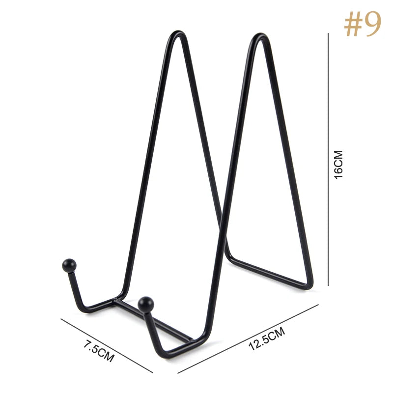 1pc Plate Display Stand Picture Easel Metal Plate Stands Holder Display Pictures Frame Photo Decorative Plate Dish Tabletop A