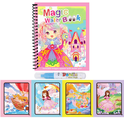 1pc Reusable Water Drawing Book Magic Water Book Mess-Free Magic Painting Pad with Refillable Water Pen Learning Education To