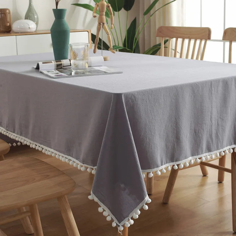 Cotton Fabric Tablecloth Tassels Stitching Washable Table Cloth for Wedding Party Dining Banquet Decoratio Christmas Table Co