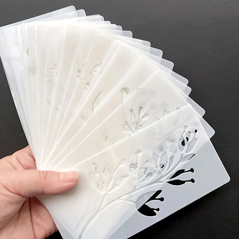 18Pcs/set DIY Flower Painting Stencils, Reusable Plastic Templates for Wood, Fabric, Paper Spray Paint & Graffiti Craft Suppl