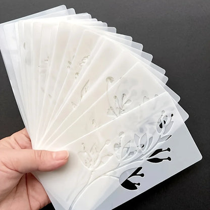 18Pcs/set DIY Flower Painting Stencils, Reusable Plastic Templates for Wood, Fabric, Paper Spray Paint & Graffiti Craft Suppl