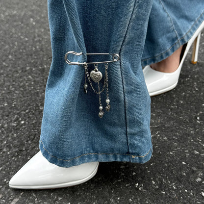 Retro Sweet Imitation Pearl Metal Chain Tassel Pendant Pin Pants Foot Chain 2025 Creative Girl Fashion Sweet Fashion Jewelry 
