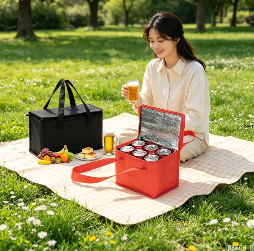 Portable Lunch Cooler Bag Folding Insulation Picnic Ice Pack Food Thermal Bag Drink Carrier Insulated Bags Beer Delivery Bag