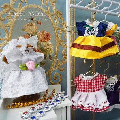Dress Dollhouse Accessories 1:12 Forest Animal Family Clothes Fashion Daily Wear Casual Outfits Vest Shirt Skirt Pants for Do