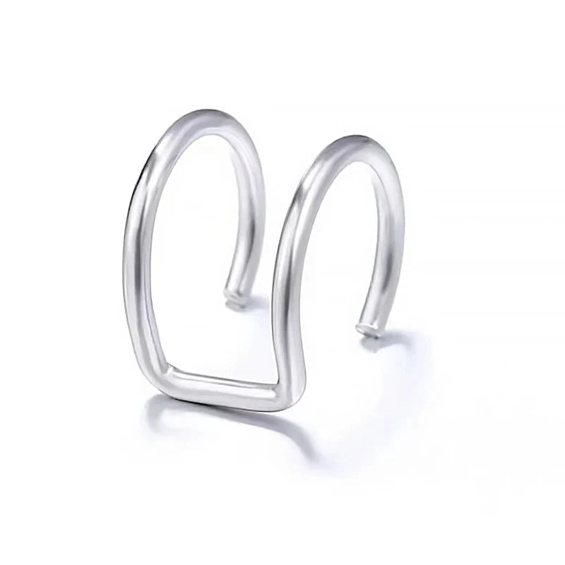 1pc Women Lips Rings Medical Titanium Steel Fake Nose Ring Septum Piercing Clip on Mouth Ring Fake Piercing Body Clip Hoop - 