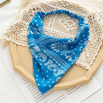 2022 Summer Vintage Print Flower Beach Bandana Hair Scarf Fashion Elastic Rubber Headbands for Women Girl Hair Accessories - 