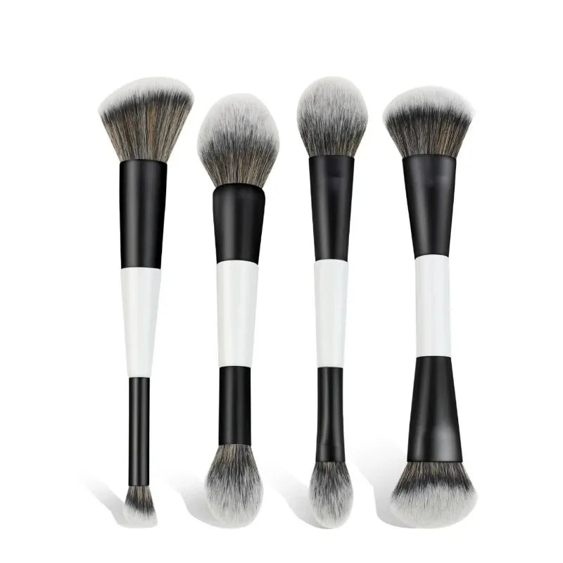 Double Head Makeup Brushes 2 In 1 Flat Angled Foundation Concealer Contour for Blending Loose Powder Liquid Cream Cosmetic To