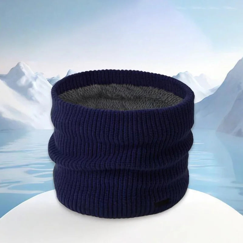 Unisex Winter Warm Scarf Thicken Fleece-Lined Knitted Neck Gaiter Outdoor Cycling Scarves Fashion Simple Solid Color Mask Sca