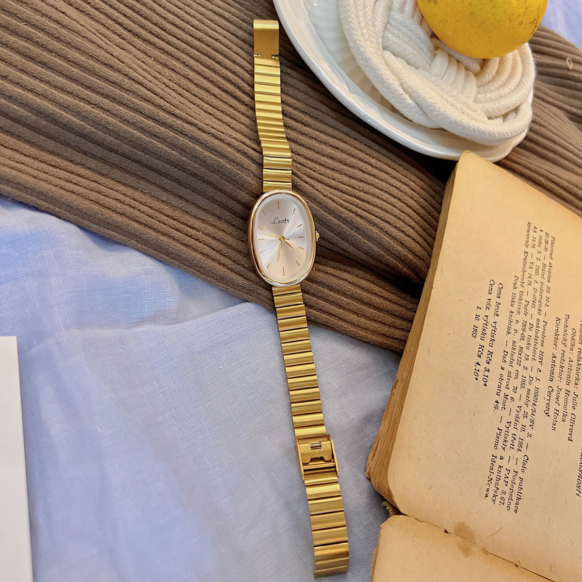 1pc New Fashionable Women's Watch With Gold Bracelet, Vintage & Luxury Ins Style, Elegant & Versatile Quartz Watch ladies wat