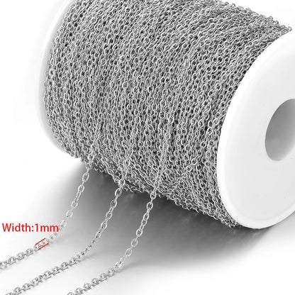 2 Meters No Fade Stainless Steel 1/1.5/2mm Width Cross Chains Link Chains for Necklaces Bracelets Findings DIY Jewelry Materi
