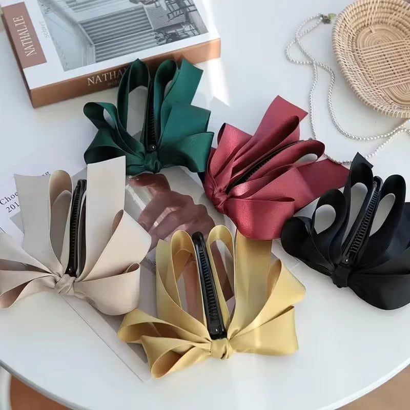 Bow tassel hair clip, high-end satin, Y2K style, hairstyle decoration and ponytail accessory, Valentine's Day gift