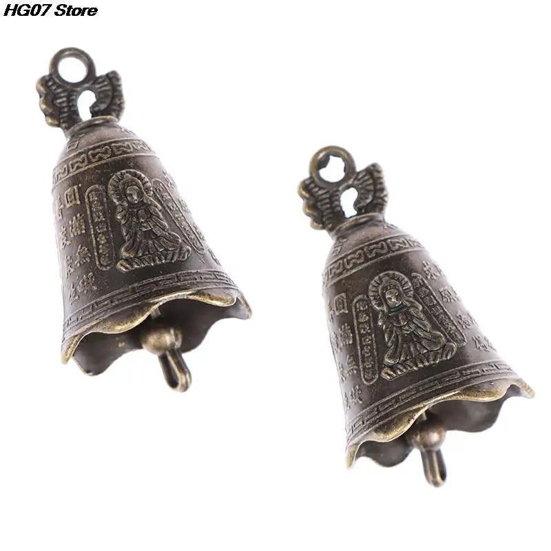 1pcs Alloy Antique Bell Chinese Mini Sculpture Pray Guanyin Buddha Bell Shui Feng Bell