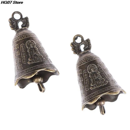1pcs Alloy Antique Bell Chinese Mini Sculpture Pray Guanyin Buddha Bell Shui Feng Bell