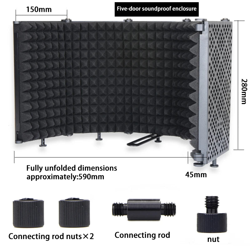 3/5, panel recording spray screen, noise-reducing and sound-absorbing microphone, high-density absorption foam for filtering 