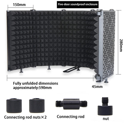 3/5, panel recording spray screen, noise-reducing and sound-absorbing microphone, high-density absorption foam for filtering 