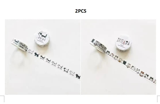 Washi Tapes Cartoon Cat Masking Tape Washi Stickers Scrapbooking Adhesive DIY Decorative Stationery School Supplies