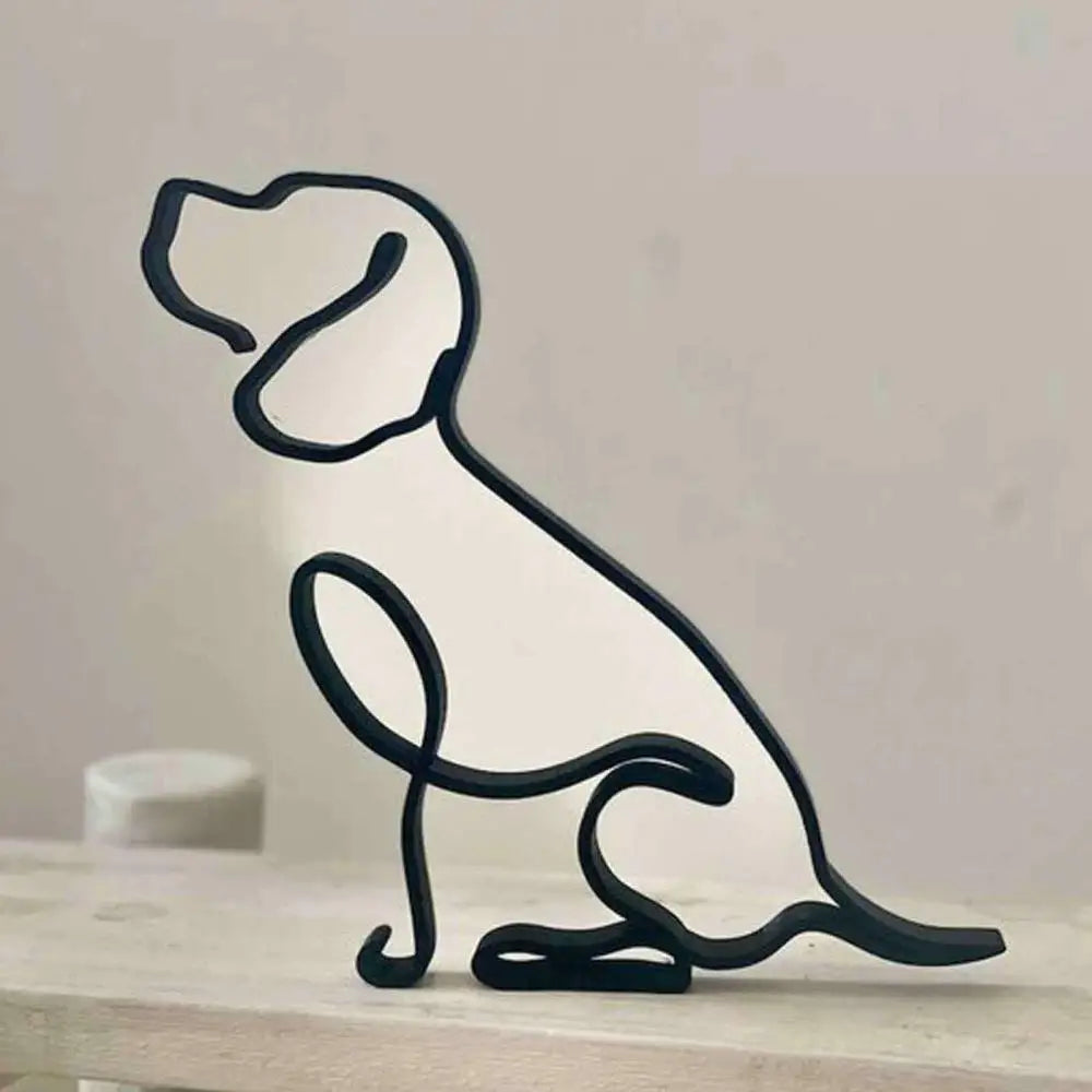 Dog Art Sculpture Metal Dog Abstract Minimalist Art Iron Figurines Office Desktop Accessories For Home Decoration Cute Miniat