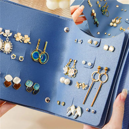 1PC PU Leather Ear Stud Storage Bag Multi-layer Jewelry Finishing Storage Organizer Book Type Storage Bag For Earrings Rings
